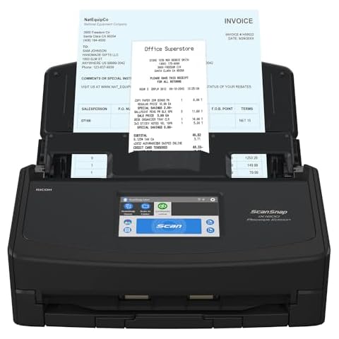 ScanSnap iX1600 Receipt Edition Color Duplex Invoice Document Scanner for Mac and PC Works with QuickBooks Online, Black Cover