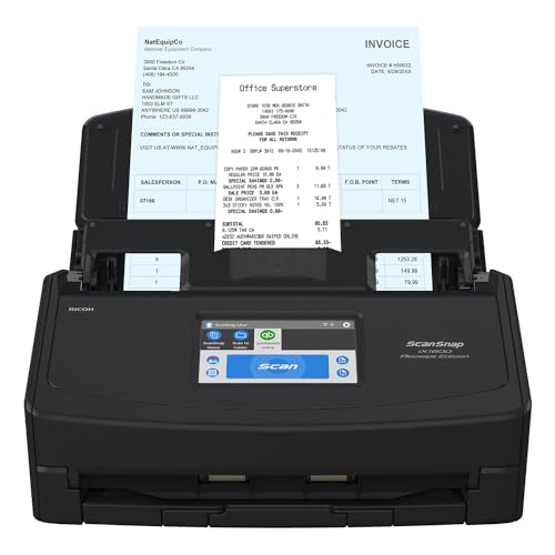ScanSnap iX1600 Receipt Edition Color Duplex Invoice Document Scanner for Mac and PC Works with QuickBooks Online, Black