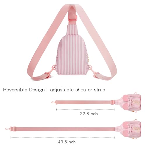 Image of Initial Purse for Girls Kids,Birthday Gifts for 3-8 Years Old | Personalized Crossbody Bag, Small Toddler Sling Bag Cute Fanny Pack, Gift for Daughter Sister Grandkids, Striped Pink J