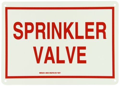 Brady 85545 Glow-In-The-Dark Plastic Glow-In-The-Dark Fire Sign, 10" X 14", Legend "Sprinkler Valve"