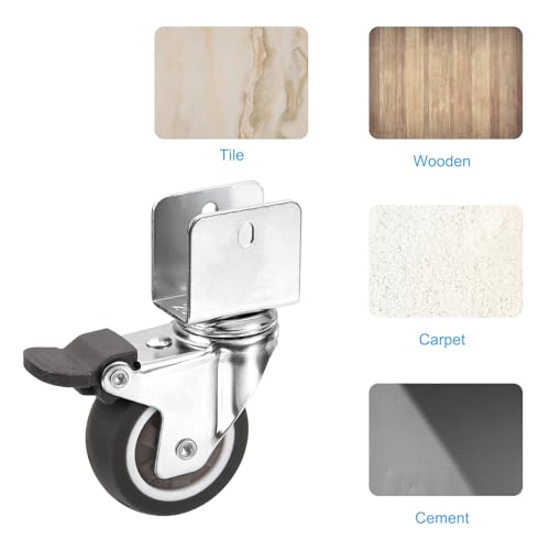 PATIKIL 2" Roulettes pivotantes avec support U 3/4" 4 Remplacement de roue pivotante avec charge totale de frein 165lbs pour la table de meubles de cabinet