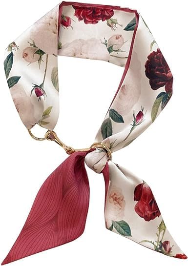 Red Flower Fashion Bag Handbag Handle Ribbon Scarf Polka Dot Printing Neckerchief Scarf Women's Fashion Scarves2