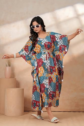 Image of BLOCKS OF INDIA Hand Block Kaftan in Cotton Fabric