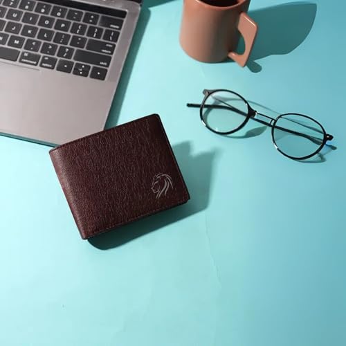 Image of VEMILIO Vegan Leather Wallet for Men with ID Window, Coin Pocket, Zipper Pocket & Multiple Card Slots | Bi-Fold Gents Purse with Currency Compartments | Slim Stylish Men's Wallet (Brown)