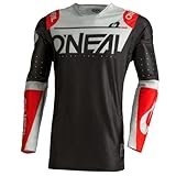 O'NEAL | NEU | Motocross-Shirt Langarm | MX MTB Mountainbike | Komplett neues Radtrikot mit verbesserten & langlebigen Materialien | Prodigy Jersey Five ONE | Erwachsene | Schwarz Grau Rot | Größe L