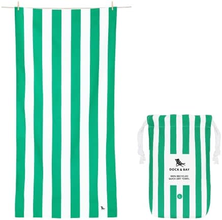 Quick Dry Beach Towel Travel - Cabana - Cancun Green - Large (160x90cm, 63x35) - Fast Dry Swim Towel (Big Beach Towel Also Available in Extra Large) - 100% Recycled