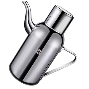 KICHOUSE Roestvrijstalen Oliepot Roestvrijstalen Oliekan Olijfolie Bewaarfles Olie Cruet Pot Metalen Oliefles Azijn Schenker Soja Druppelvrij Roestvrij Staal Ijs Ketel Vloeistof
