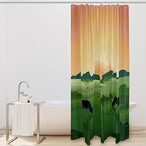Rideau de douche vache 182x182 cm pour decoration rustique de salle de bain - 3