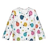 Boys Rash Guard Swim Shirt Long Sleeve UPF+ 50 Sun Shirts Quick Dry Shirt Colorful Ladybug for Toddler Kids