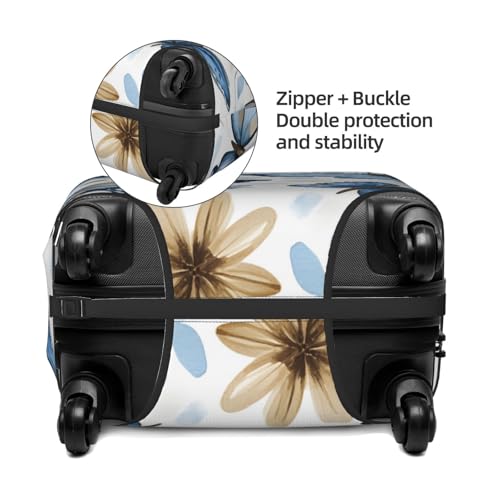 Butterfly Suitcase Cover, Elastic Luggage Protector with Zipper and Buckle, Blue Floral Design, Small (18-21 inches)3