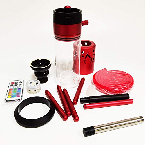 Modernes Mini-Shisha-Set mit Schlauch, Shisha-Schüssel, Legierung, Stützrahmen, Vase, magisches LED-Licht für bessere… – Bild 5
