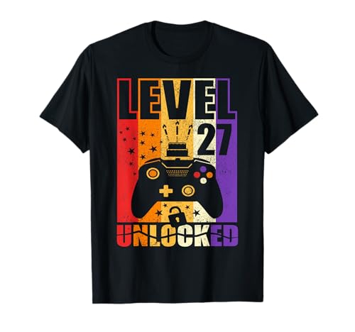 Level 27 Unlocked Birthday Level Up 27th Birthday Gamer 27 T-Shirt