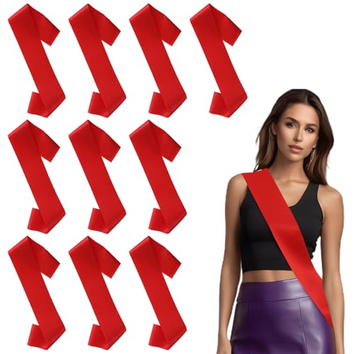 10 Pack Sash Blank Satin Sash Plain Sash Pageant Party Favors Red Sash Sash Satin Sash Sashes Chair Sashes, Prom Queen Sash, Make Your Own Sash for Birthday, Wedding, Beauty Pageant, Hen Party