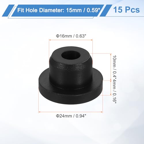 Image of uxcell 15Pcs Silicone Hole Plug, Waterproof Round Rubber Stoppers Bottle Seal Plugs Tube Pipe End Caps for 15mm /0.59 inch Hole for Bathtub Bottle, Black
