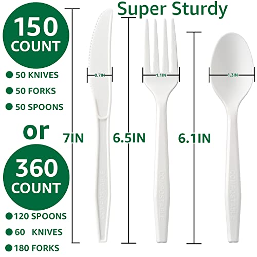 image for BIOCEAN 100% Compostable No Plastic Knives Forks Spoons Utensils, The 