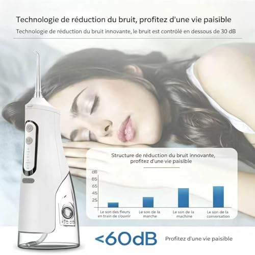Irrigateur buccal électrique et hydropulseur sans fil blanc complet