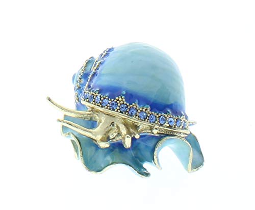 Snail Trinket Box, Hand Set Blue Swarovski Crystal, Hand Painted Blue Pearlized Enamel Over Solid Pewter Base, Inside Of Box With Lovely Enamel, Comes In Beautiful Gift Box, L 2.75 X H 1.25 X W 2.00 #TOP2
