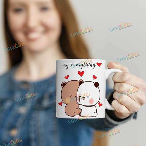 Image of Bubu Dudu Love Gift for Birthday /Anniversary Sipper Water Bottle Aluminium with Coffee Mug, Wooden Keychain Combo Pack NMSK (BOTTLEMUGKEY-5)