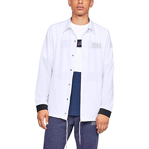 Under Armour Men's Baseline Coaches Jacket, White (100)/Black, Medium #TOP8