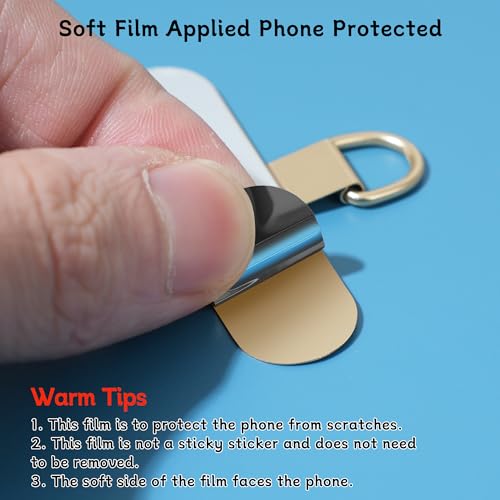 2Pcs Phone Tether Tab, Metal Sticky-Free Phone Lanyard Triangle-black+silver - 第 6/55 張圖片