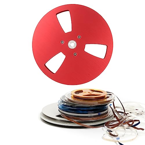 Takeup Reel,1/4 7 Inch Empty Take Up Reel to Reel Small Hub Open Reel Sound Tape Takeup Reel with 3 Holes,Sound Takeup Reel for Recording Nab (Red)