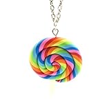 silberfarbene Gliederkette Regenbogen Lolli Kette 60cm Modeschmuck Lutscher