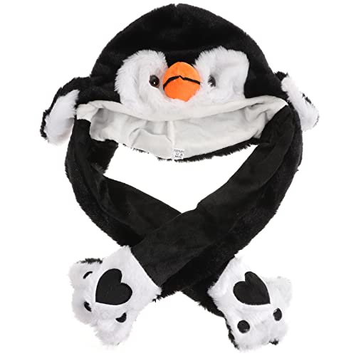 Hemoton Rabbit Hat Moving Ears Animal Party Hat Plush Penguin Cap Boys and Girls Ear Jumping Accessory