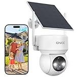 GNCC Solar Security Camera Outdoor Wireless 1080P/2MP CCTV Camera Systems, 360° PTZ Battery Powered Outdoor Camera, PIR Motion Detection, Colour Night Vision, 2-Way Audio, 2.4 GHz Wi-Fi Only