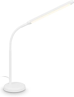 BRILONER - LED Schreibtischlampe mit Touch, dimmbar, schwenkbar, warmweiß, Tischlampe, Lampe, Nachttischlampe, Tischleuchte, Deko, Bürolampe, Leselampe Bett, Leselicht, 13x72,5 cm, Weiß