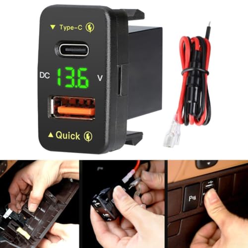Cargador de coche USB rápido con medidor de voltaje digital para móvil y GPS 6