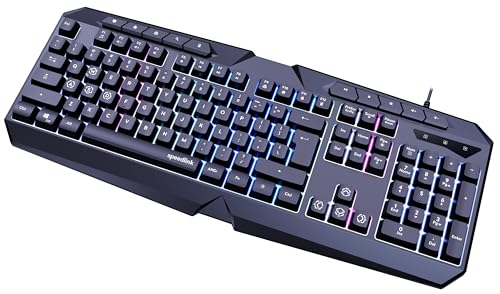 Tastiera da gioco LUDICIUM RGB Rainbow - Tastiera da gioco RGB con cavo, layout USA QWERTY, blocco tasti Windows, interruttore WASD, 10 tasti multimediali, cablata, nera - Tastiera gaming - Immagine 3