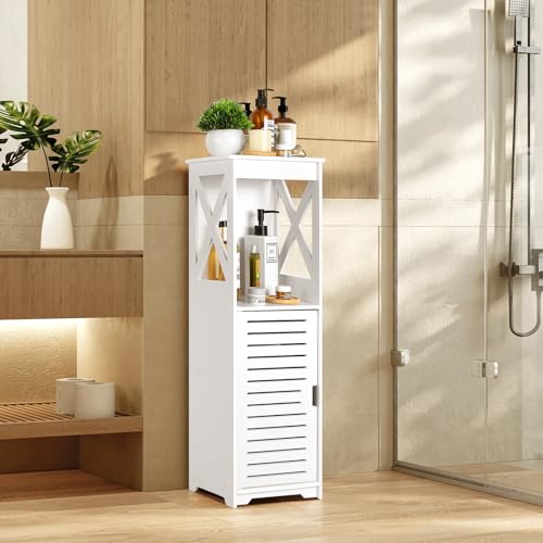 YIGANG-Waterproof-Bathroom-CabinetsWhite-Bathroom-Storage-Shelf-Organizer-Cupboard-with-Daily-use-Layer-and-1-Cupboard-Door-XX YIGANG Waterproof Bathroom CabinetsWhite Bathroom Storage Shelf Organizer Cupboard with Daily use Layer and 1 Cupboard Door XX
