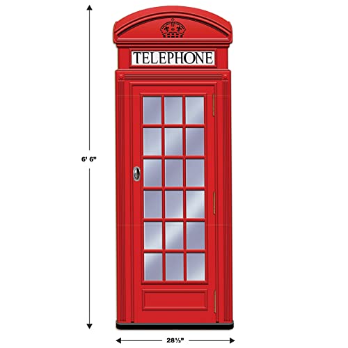 Beistle Phone Box Stand-Up – British London England Red Telephone Booth Cardboard Cutout Decoration with Easel for International Travel Theme Parties Events Photo Props, 6 Feet 6 Inches x 28½ Inches by Beistle - Used condition - Image 2