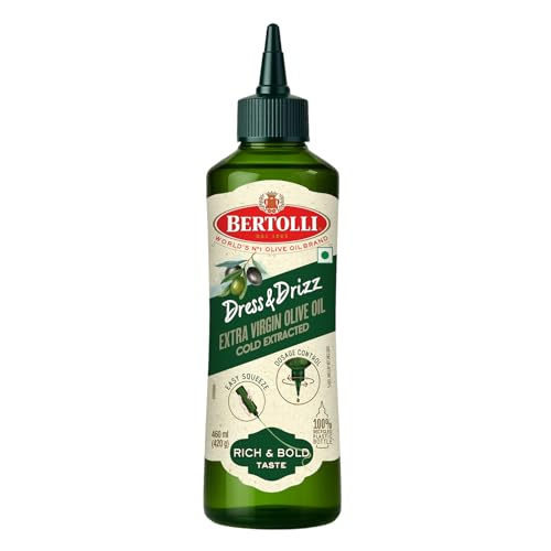 Bertolli Dress & Drizz Extra Virgin Olive Oil 460ml | Easy Squeeze & Dosage Control | Cold Extracted for Rich & Bold Taste | World’s No. 1 Olive Oil Brand