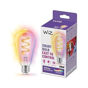 WiZ Smart Colour Filament Vintage Bulb, E27, 4.9W, Connected WiFi Works with Alexa, Google Assistant & HomeKit, App Control for Home Lighting, Bedroom, Kitchen