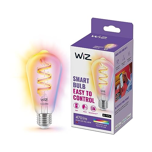 WiZ Smart Colour Filament Vintage Bulb, E27, 4.9W, Connected WiFi Works with Alexa, Google Assistant & HomeKit