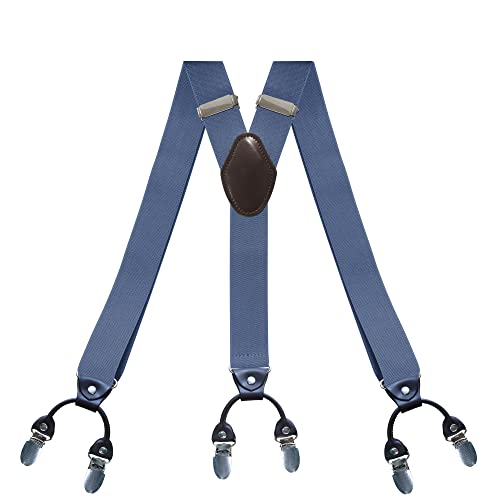 Mr.Fashion Men's 6 strong clip suspenders Adjustable elastic length range 30 