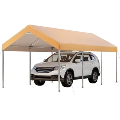 GarveeLife 12x20FT Heavy Duty Carport Car Canopy, Portable Garage, Easy to Assemble, Stable Carport for Car, Bike, Boat, Party (Yellow)