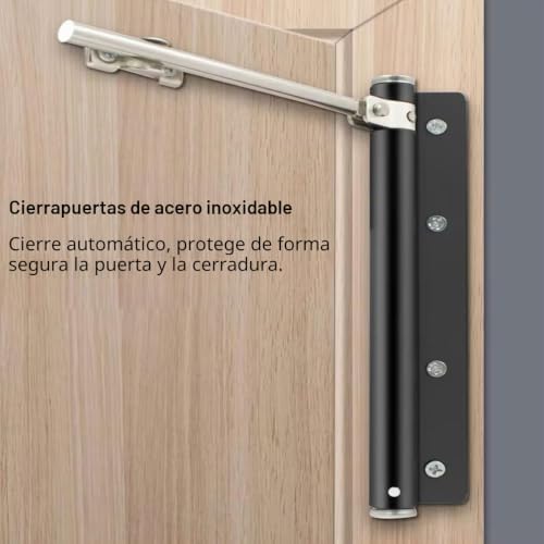 Miniatura 7 de Cierrapuertas, Cierrapuertas Automatico, Ajustable Muelle Puerta,Muelle Cierrapuertas De Acero Inoxidable Con Tornillos, Para Puertas De Interior Y Exterior Black