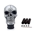  SMKJ Universal Schaltknauf Schädel Schaltknüppel Skull Totenkopf Gießharz Gear Shifter Knob für most Manuelles oder automatisches Getriebe Ohne RGA-Silber