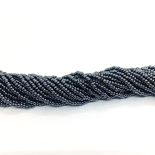 Perlin Seed Beads 2 mm Preciosa Ornela Czech 9000 Pieces CZ Glass Beads 11/0 24 on Multiple Strands (Black Metallic) - Image 3