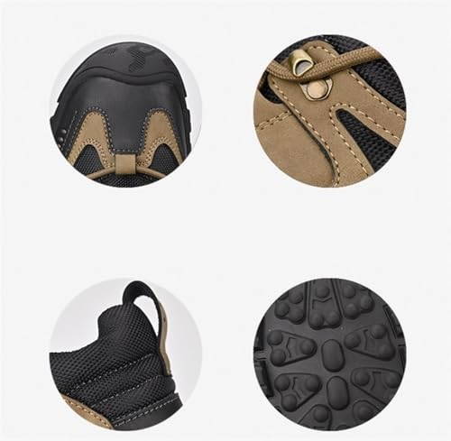 Men's Fashion Hiking Shoes Leather Lace Up Breathable Non-Slip Soft Low Top Wear-Resistant Lightweight Casual Walking Work Shoes for Outdoor Trailing Trekking2