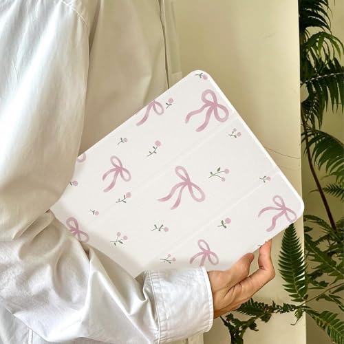 NITITOP Compatible for iPad Air 6th 11-Inch M2 (2024),iPad Air 5/4 (2022/2020 5th/4th Generation 10.9-Inch) Case with Pencil Holder Cute Floral Bow Ribbon Trifold Stand Soft TPU Protective-Flower Bow - Image 3