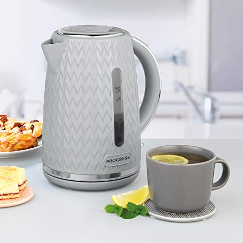 PROGRESS EK3864PGRY Chevron Wasserkocher, 1,7 Liter Fassungsvermögen, Grau – Bild 3