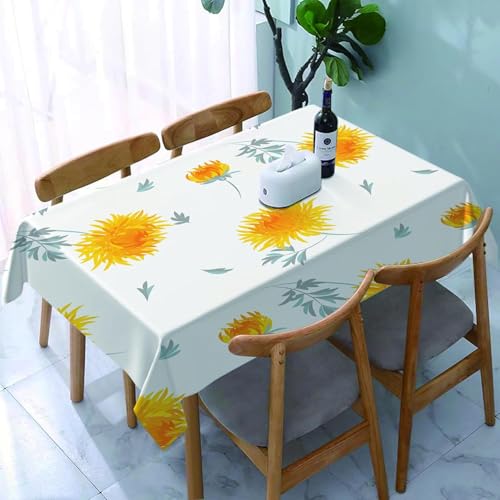 Aozhiswe Mantel Antimanchas Rectangular Chrysantheme Mantel de Mesa Flor Amarilla 140x220 cm Manteles Impermeable Poliéster Protector Comedor para Interior Exterior a/1766
