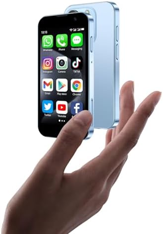 BLKE Max Mini Phone Unlocked World's Smallest 3.0" HD Touch Screen Mini Smartphone Android Compact Mobile Phone for Kids &Students Cell Phone wih Quad-Core Dual SIM Face lD2GB+16GB Blue