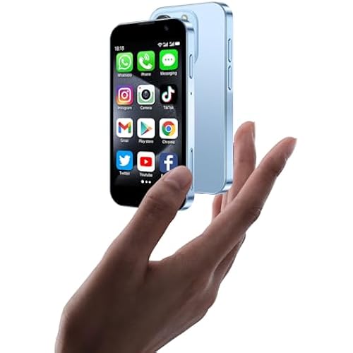 Mini Phone Unlocked World's Smallest 3.0" HD Touch Screen Mini Smartphone Android Compact Mobile Phone for Kids &Students Cell Phone wih Quad-Core Dual SIM Face lD2GB+16GB Blue