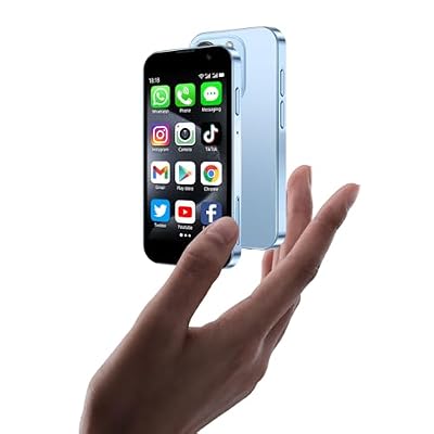 BLKE Max Mini Phone Unlocked World's Smallest 3.0" HD Touch Screen Mini Smartphone Android Compact Mobile Phone for Kids &Students Cell Phone wih Quad-Core Dual SIM Face lD2GB+16GB Blue