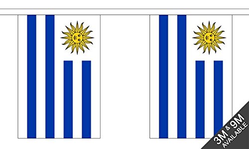Flagtex Uruguay Fabric Bunting – 9m with 30 Flags – Fabric for Indoor & Outdoor Use – String Flags Banners Uruguayan South America Latin America