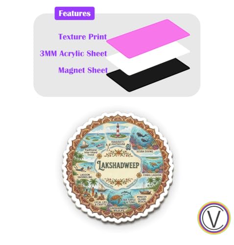 Image of LakshadweepTextured Finish Acrylic Fridge Magnet - UV Texture Printed, Stylish Multicolor Magnet for Fridge, Wardrobe & Metal Surfaces, Pack of 1 (Lakshadweep)